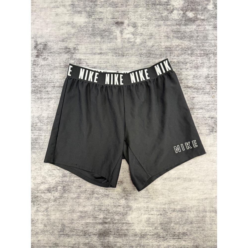Nike Kids Dri-FIT Black Training Shorts Logo Waistband Size L Large